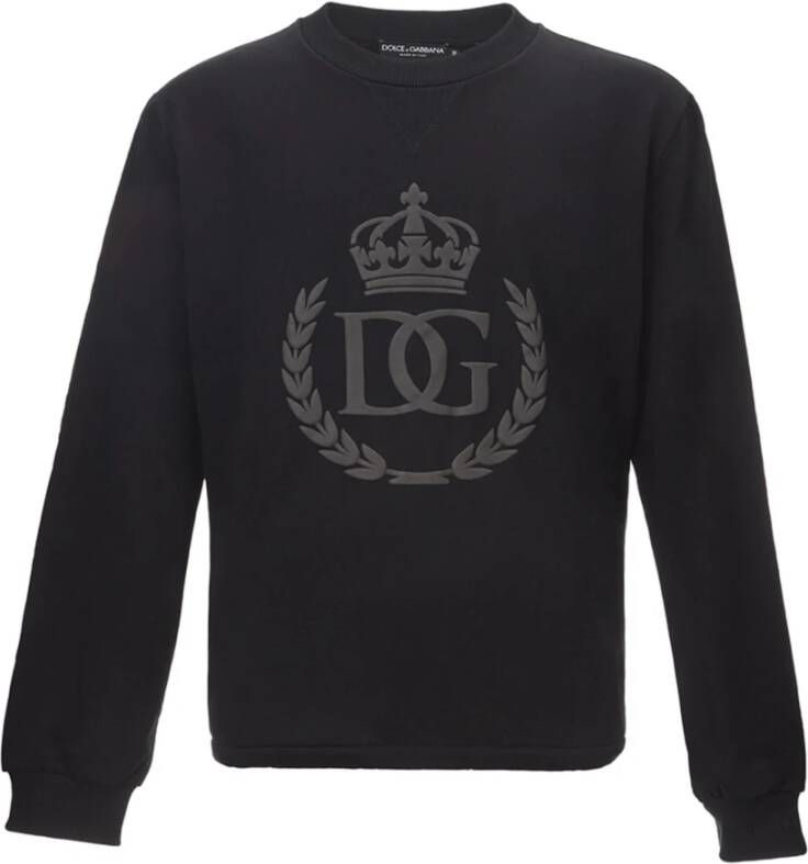 Dolce & Gabbana Zwarte Maxi Sweatshirt met Kroon Logo Black Heren