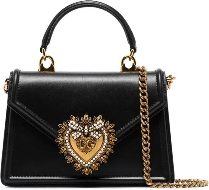 Dolce & Gabbana Zwarte met juwelen versierde leren tas Zwart Dames