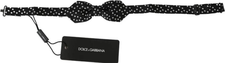 Dolce & Gabbana Zwarte polka dots heren stropdas papillon 100% zijden vlinderdas Zwart Heren