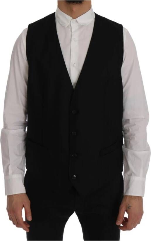Dolce & Gabbana Zwarte single-breasted vest waistcoat Zwart Heren