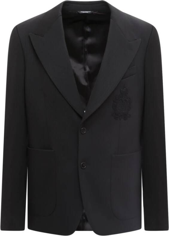 Dolce & Gabbana Zwarte stretch viscose blend blazer Zwart Heren