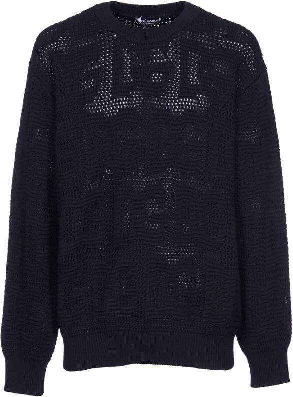 Dolce & Gabbana Zwarte Sweaters met Pinafore Metalen Detail Zwart Heren