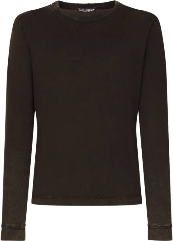 Dolce & Gabbana Zwarte Crewneck Sweatshirt met Lange Mouwen Gray Heren