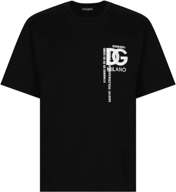 Dolce & Gabbana Zwarte T-shirts en Polos met Girocollo Logo Black Heren