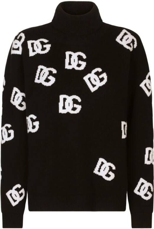 Dolce & Gabbana Zwarte wollen trui met DG-logo Zwart Dames