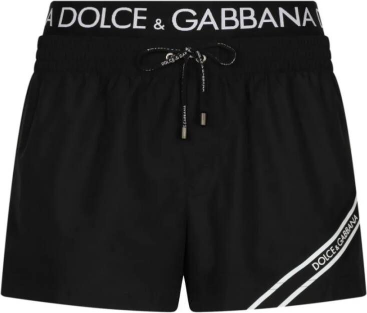 Dolce & Gabbana Zwarte zee kleding met elastische tailleband Zwart Heren