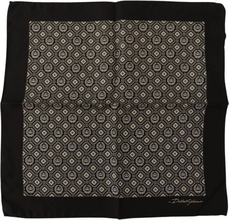 Dolce & Gabbana Zwart patroon DG Logo zijden zakdoek Multicolor Heren