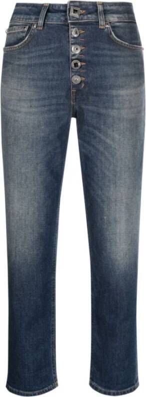 Dondup Blauwe Button-Fly Cropped Jeans Blauw Dames