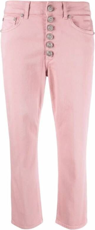 Dondup Hoge Taille Cropped Jeans Pink Dames