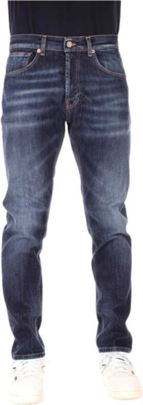 Dondup Heren Wortel Fit Jeans met Metalen Logo Blauw Heren