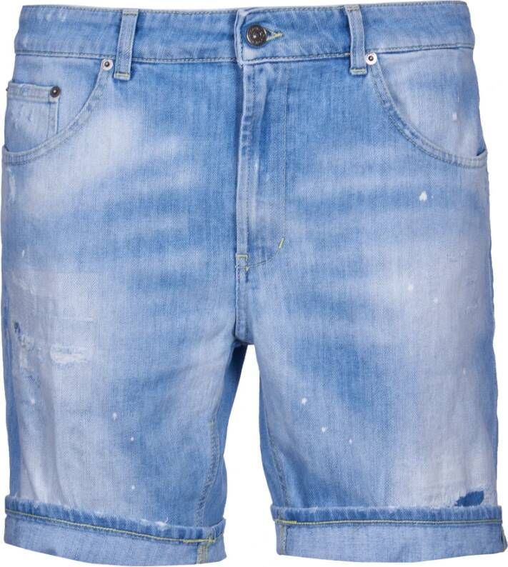 Dondup Denim Shorts met voorknoop en ritssluiting Blue Heren