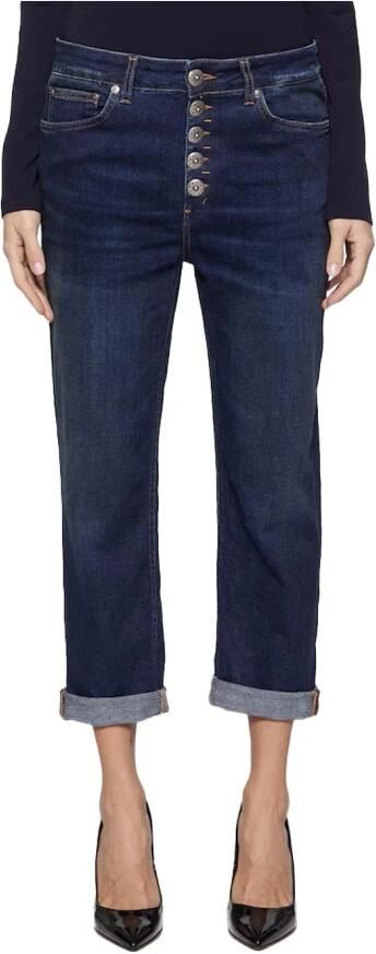Dondup Blauwe Katoenen Jeans met Juweelknopen Blue Dames