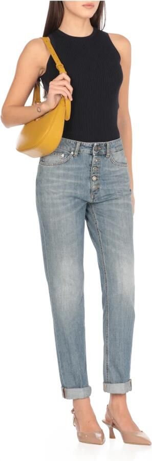 Dondup Blauwe Katoenen Jeans met Juweelknopen Blue Dames - Foto 4