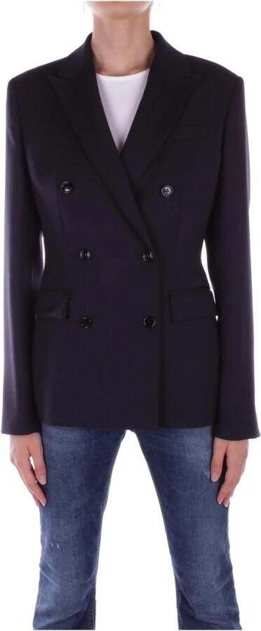 Dondup Blauwe Logo Achter Dubbelbreasted Jas Blue Dames - Foto 6