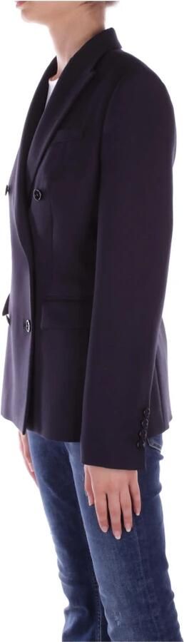 Dondup Blauwe Logo Achter Dubbelbreasted Jas Blue Dames - Foto 4