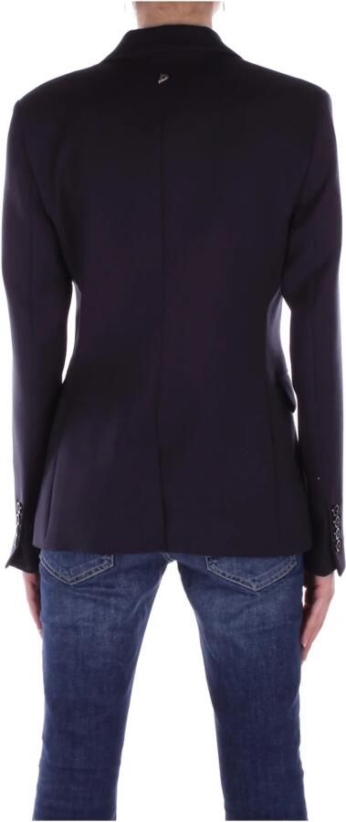 Dondup Blauwe Logo Achter Dubbelbreasted Jas Blue Dames