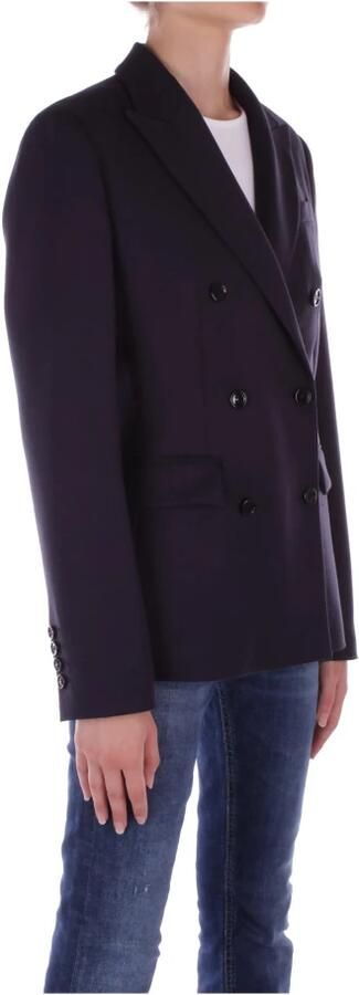 Dondup Blauwe Logo Achter Dubbelbreasted Jas Blue Dames - Foto 2