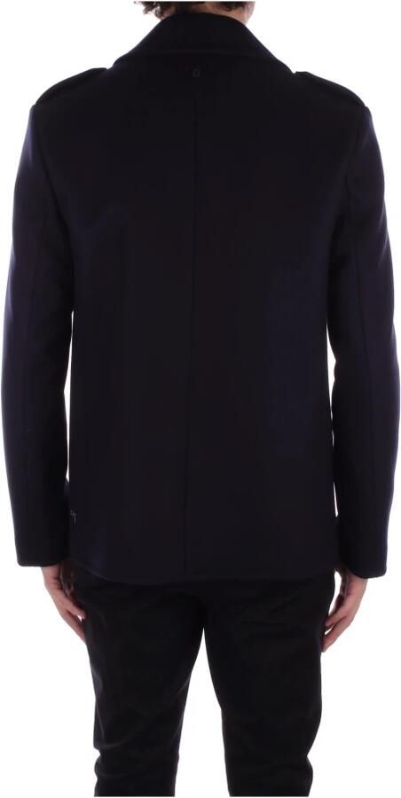 Dondup Blauwe Wollen Peacoat Dubbele Breasted Blue Heren
