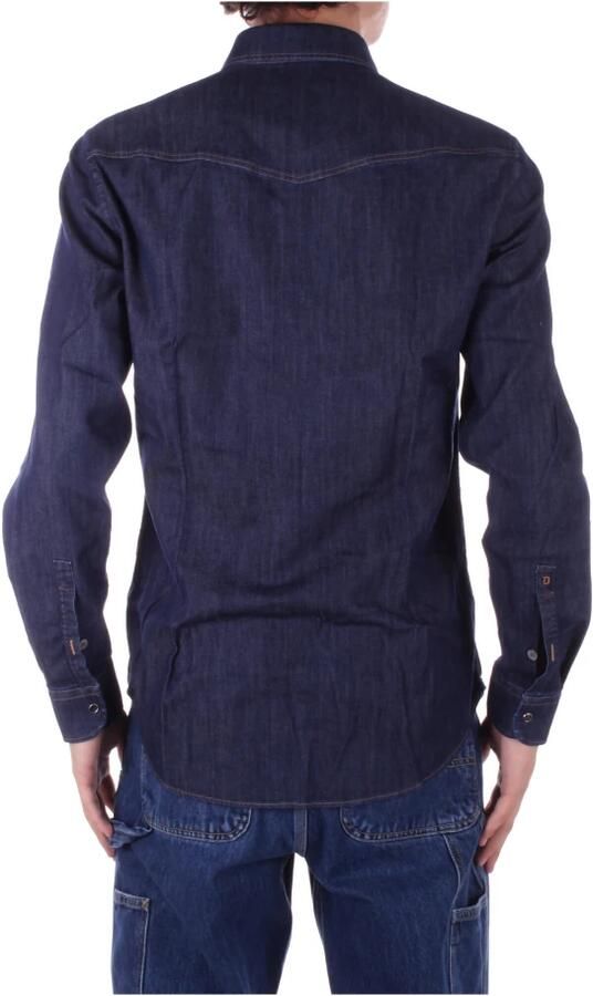 Dondup Slim Fit Western Shirt in Blauw Denim Blue Heren