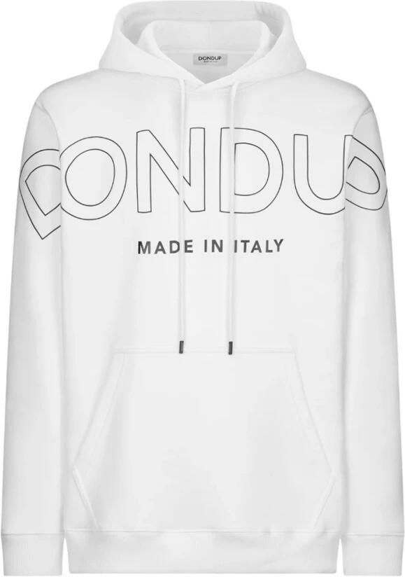 Dondup Hoodie met Contrastlogo en Kangoeroezak White Heren