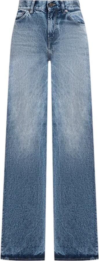 Dondup Dames Wide Leg Jeans. Hoge taille. Lichtgewicht stof. Blue Dames