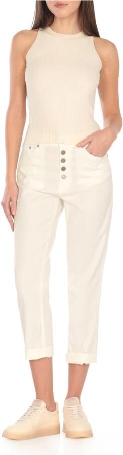 Dondup Ivoor Blend Katoenen Broek voor Vrouwen Beige Dames - Foto 8