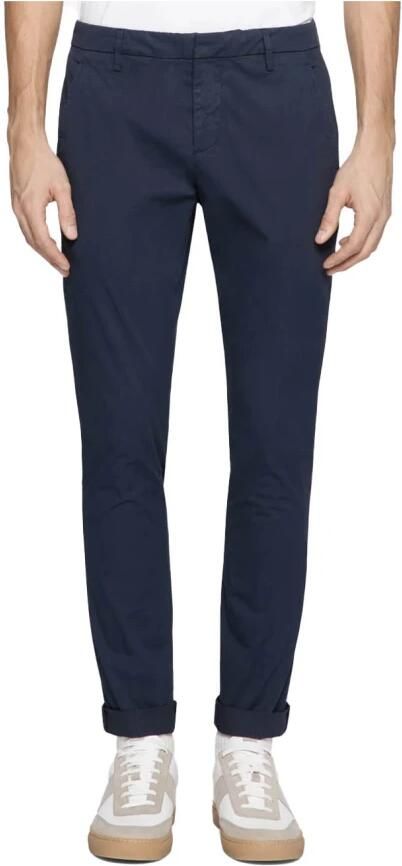 Dondup Klassieke Chino Broek met Zakken en Riemlussen Blue Heren