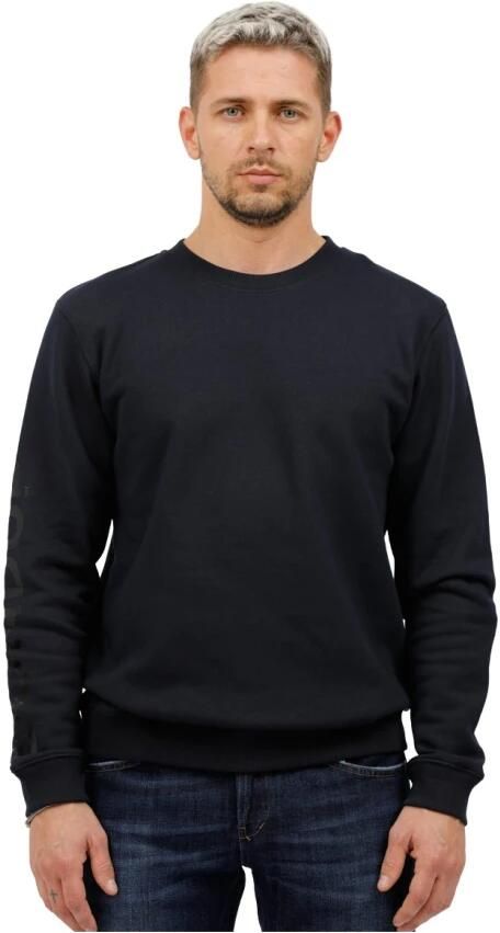 Dondup Sweatshirt met ronde hals en zijdelingse mouwprint Blue Heren
