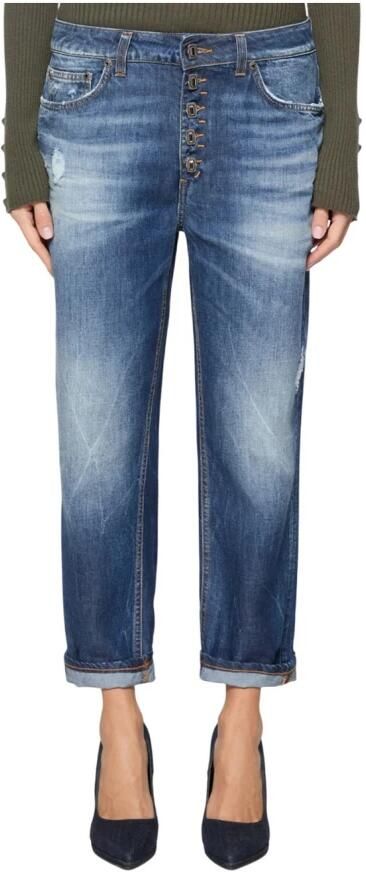 Dondup Blauwe Katoenen Jeans met Juweelknopen Blue Dames - Foto 4