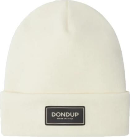 Dondup Witte wollen muts met omslag White Heren