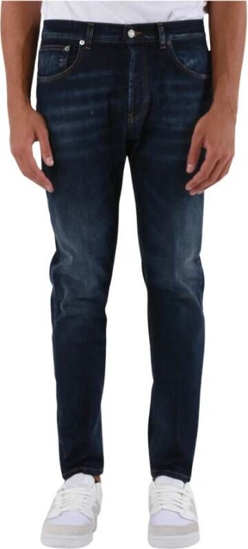 Dondup Heren Wortel Fit Jeans met Metalen Logo Blauw Heren