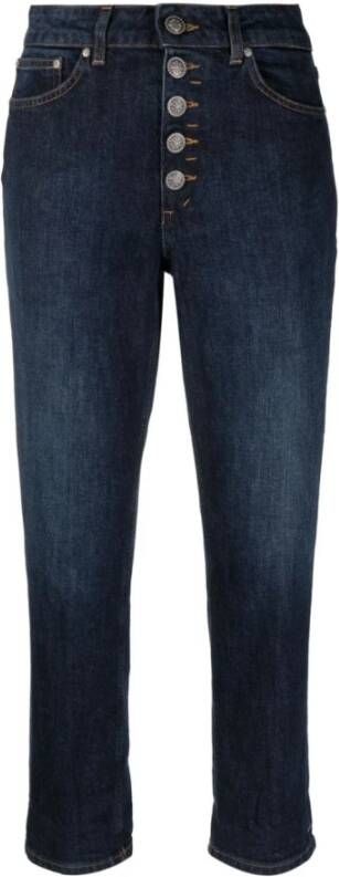 Dondup Hoge taille cropped jeans in indigo blauw Blue Dames