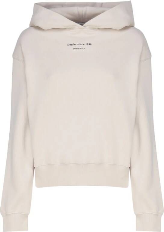 Dondup Gezellige Ivory Cropped Hoodie White Dames