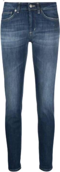 Dondup Indigo Blue Mid-Rise Gewassen-Denim Skinny Jeans Blue Dames