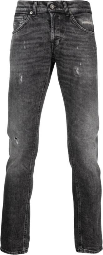 Dondup Zwarte Slim-Fit Distressed Jeans Black