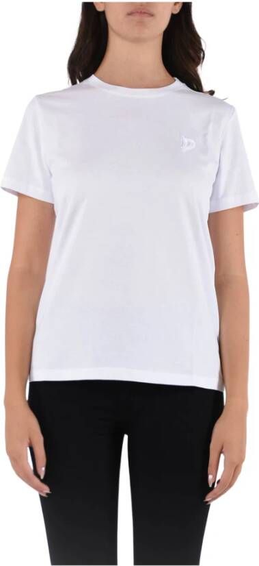 Dondup Katoenen Jersey T-Shirt met Geborduurd D Logo White Dames