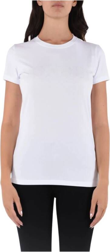 Dondup Katoenen Jersey T-Shirt met Strass Logo Wit Dames