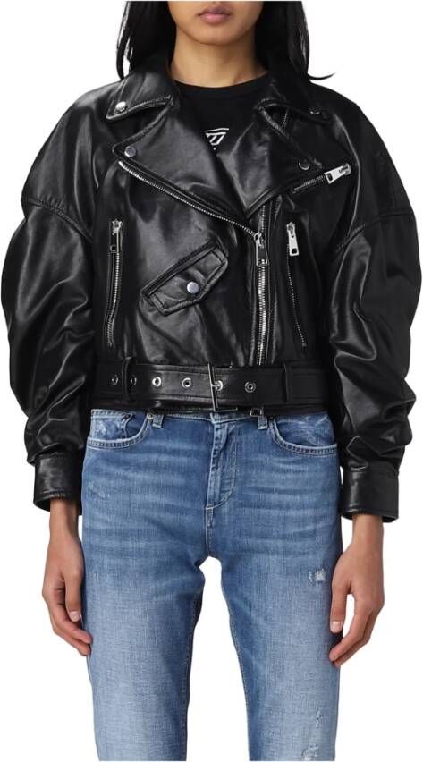 Dondup Leather Jackets Zwart Dames