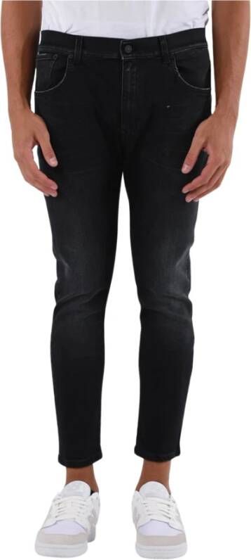 Dondup Regular Fit Gewassen Jeans met Metalen Logo Zwart Heren