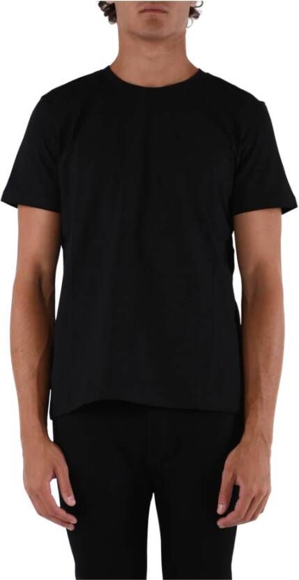 Dondup Regular Fit Jersey T-shirt met Geborduurd Logo Zwart Heren