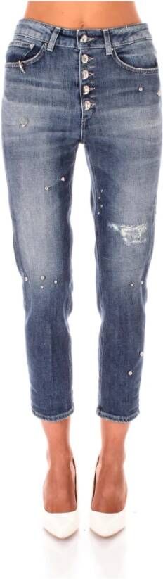 Dondup Skinny Jeans voor Dames met Piercing Details Blue Dames