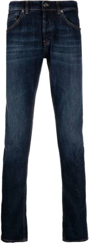 Dondup Blauwe Skinny Fit Jeans met Lage Taille en Opgezette Zak Blue Heren