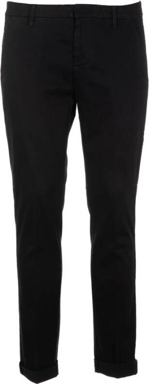 Dondup Slim Chino Broek met Stretch Gabardine Black Heren