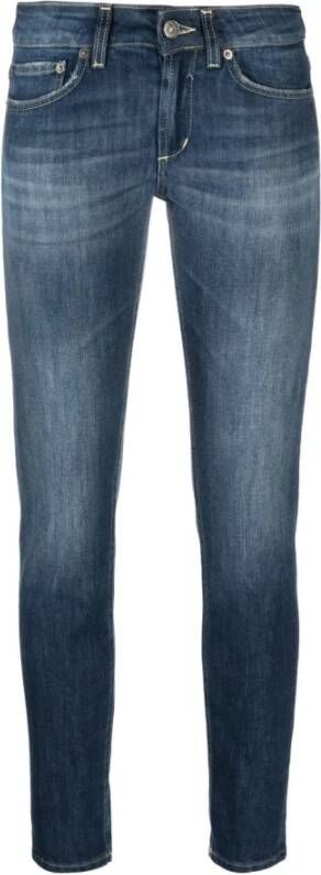 Dondup Indigo Blue Mid-Rise Gewassen-Denim Skinny Jeans Blue Dames