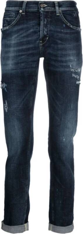 Dondup Slim-Cut Opgerolde Zoom Distressed Jeans Blue Heren