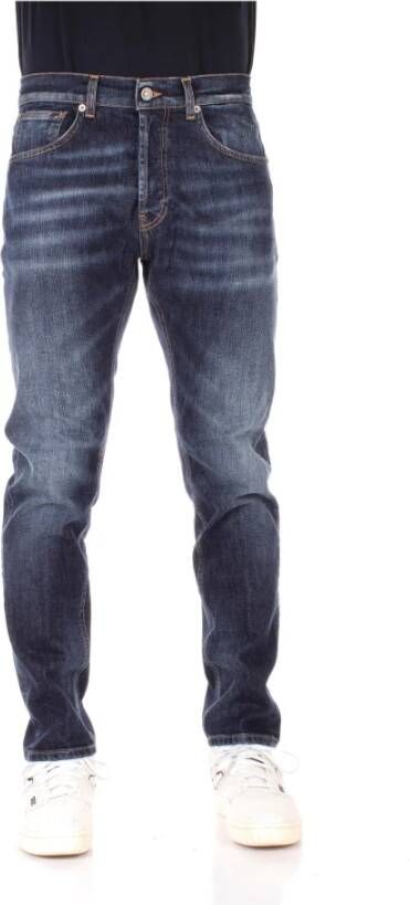 Dondup Heren Wortel Fit Jeans met Metalen Logo Blauw Heren