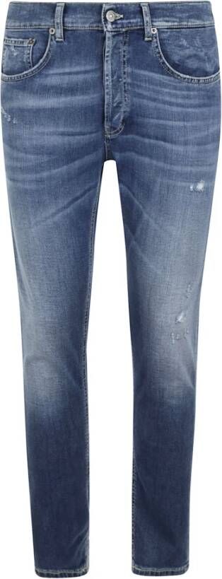 Dondup Heren Slim-Fit Jeans met Distressed Details Blue Heren