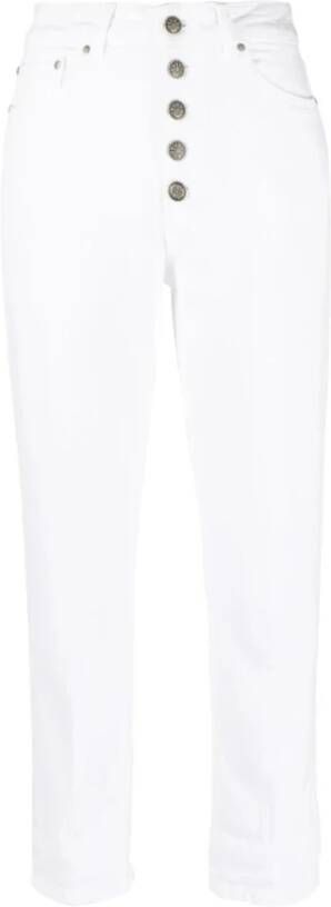 Dondup Witte slim-fit jeans met hoge taille White Dames