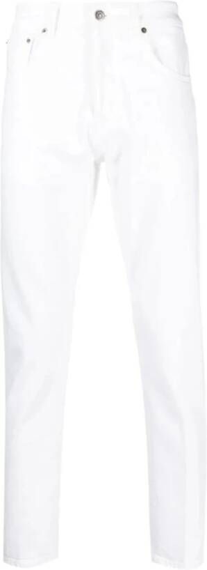 Dondup Slim-Fit Geborduurde Witte Denim Jeans White Heren