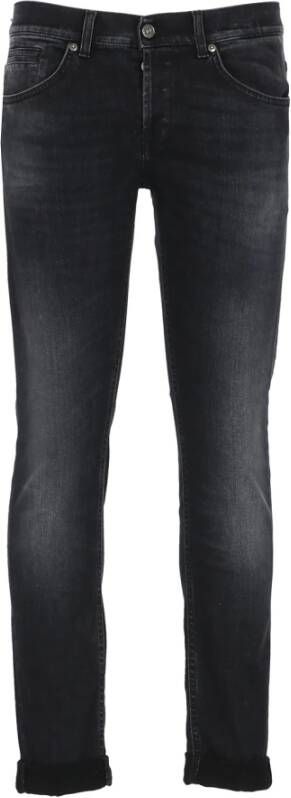 Dondup Slim Fit Mid-Rise Rookzwarte Biologisch Katoenen Jeans Black Heren